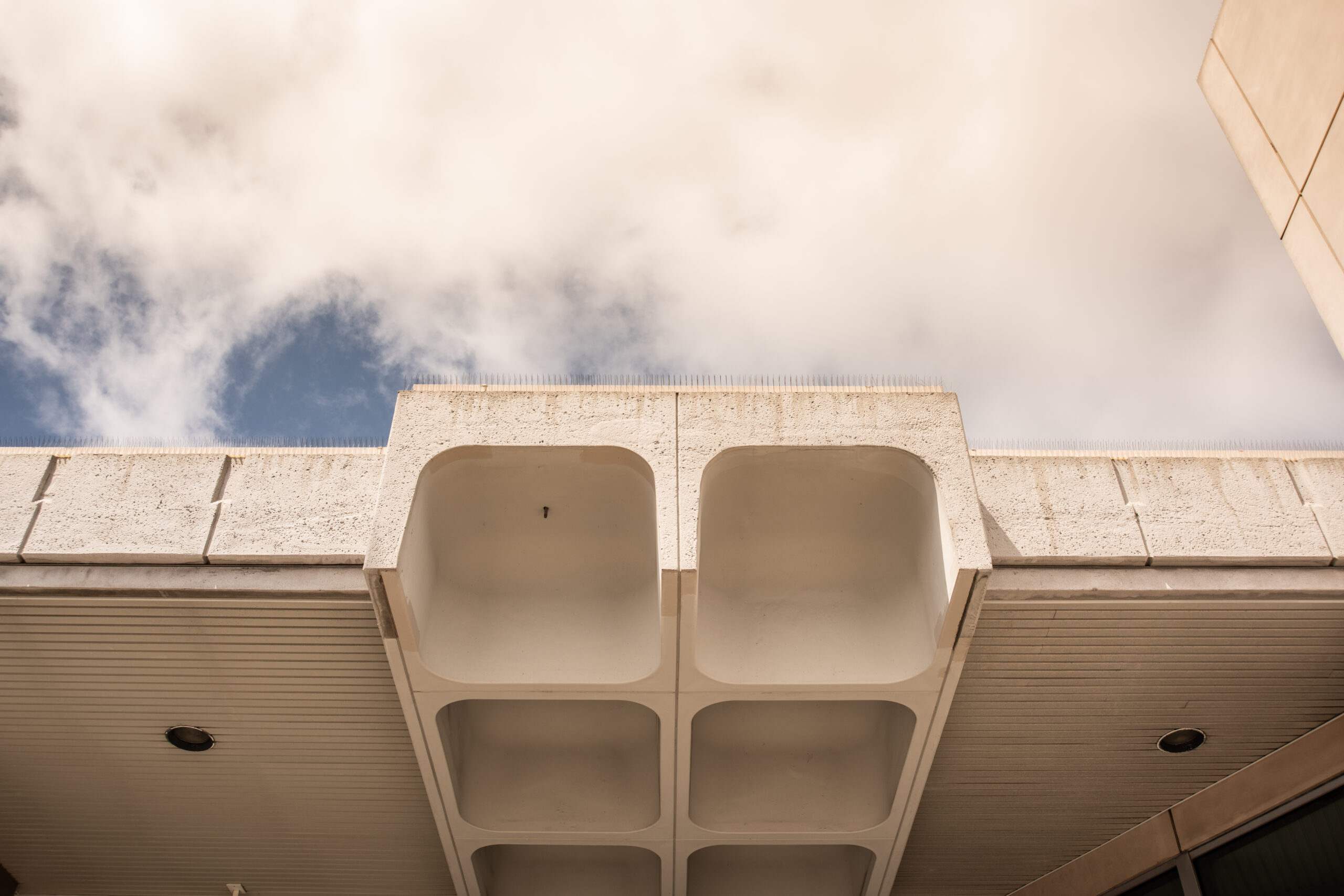 Terminal 1 opened in 1967 - Facade detail of overhang canopy